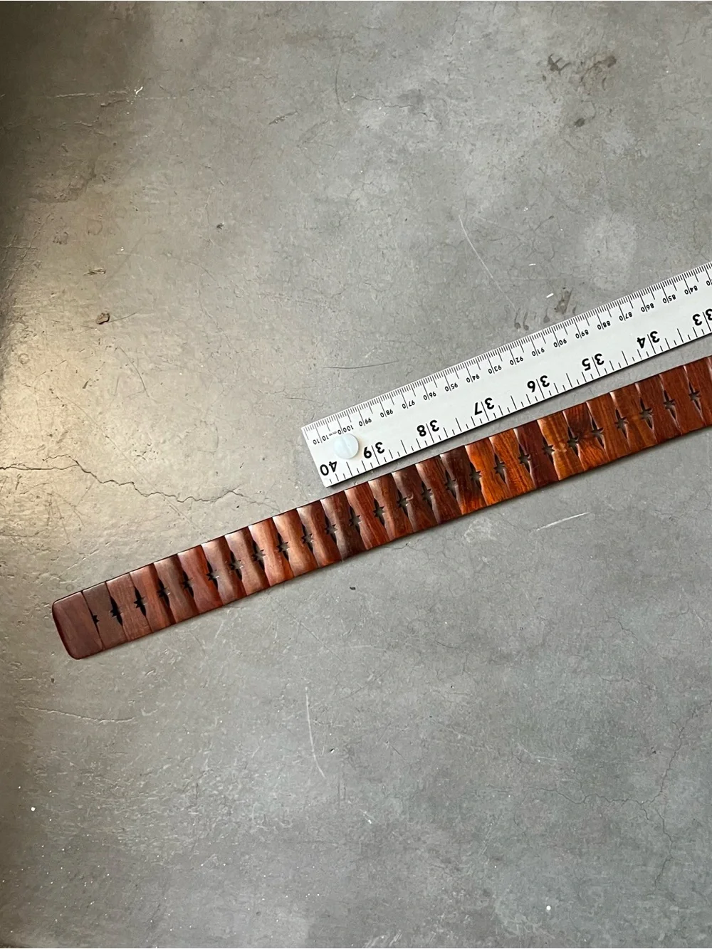 Men’s Brown Wooden Belt with Geometric Inlay